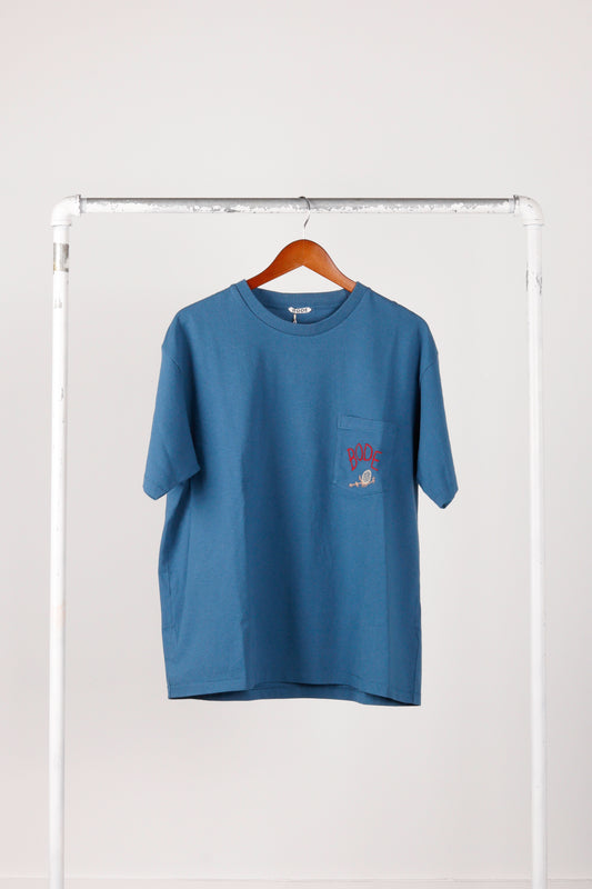 Bode FW23 'Sweet Pine Music' Pocket T-Shirt Petrol Blue (2023)