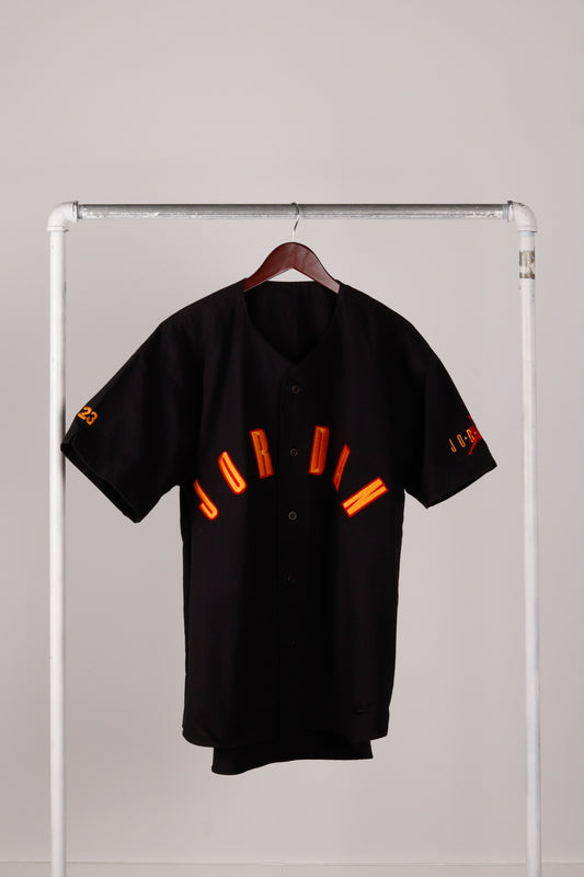 Vintage 1991 Nike Air Jordan 'Spellout Logo' Baseball Jersey Black