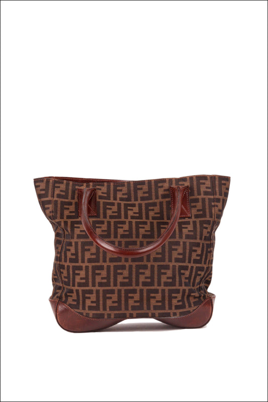 Vintage 90's Fendi 'Zucca Monogram Print' Shopper Tote Bag