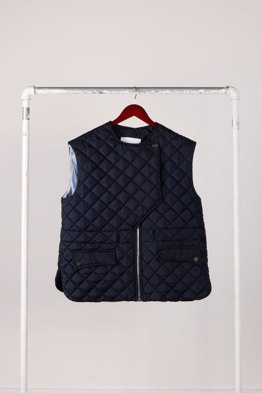 Ganni FW23 'Belted Quilted Recycled Ripstop' Vest Navy (2023)