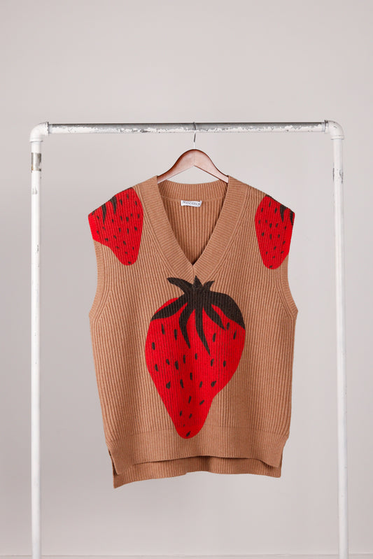 JW Anderson FW21 'Strawberry' Intarsia Knit V-Neck Vest (2021)