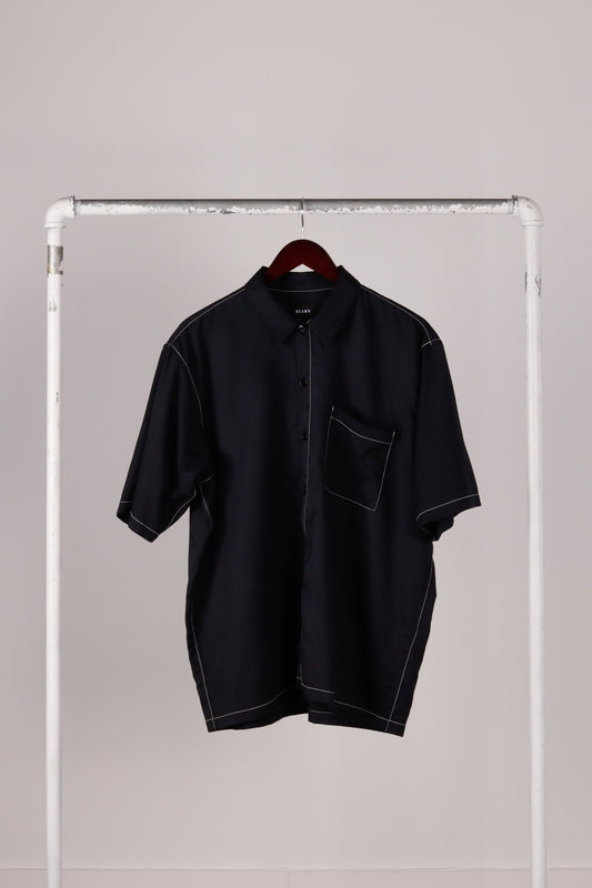 Beams SS22 'Oversized Contrast Stitch' S/S Shirt Black (2022)