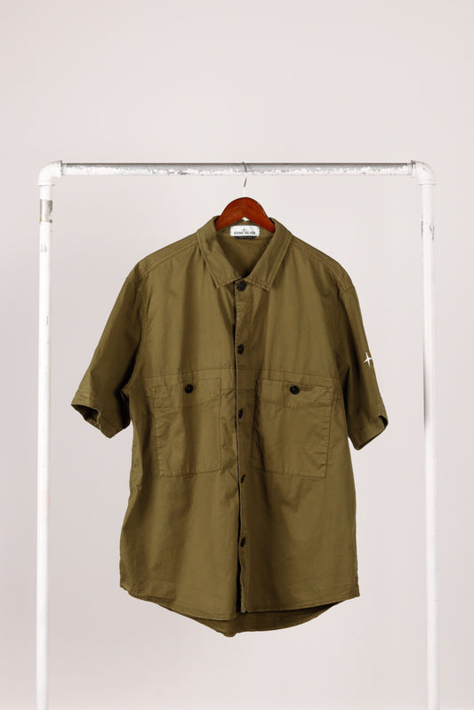 Stone Island SS21 'Garment Dyed' S/S Over Shirt Green (2021)