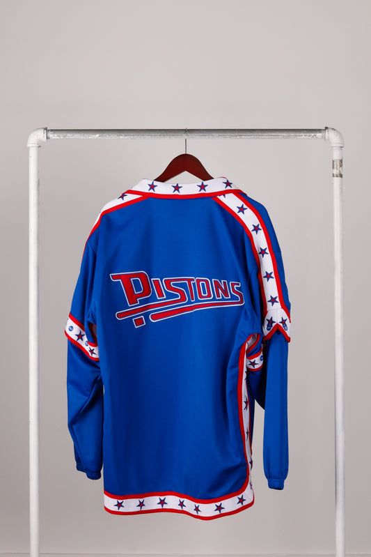 Vintage 2000's Unique 'Detroit Pistons Tearaway Sleeve' Shirt Blue