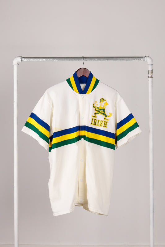 Vintage 70's Sand Knit 'Notre Dame Basketball Home Shooting Shirt' Top White