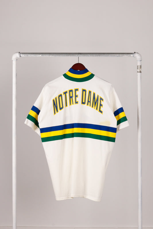 Vintage 70's Sand Knit 'Notre Dame Basketball Home Shooting Shirt' Top White