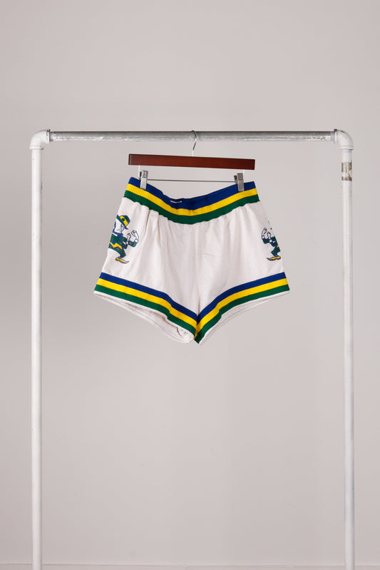 Vintage 70's Sand Knit 'Notre Dame Basketball' Home Shorts White