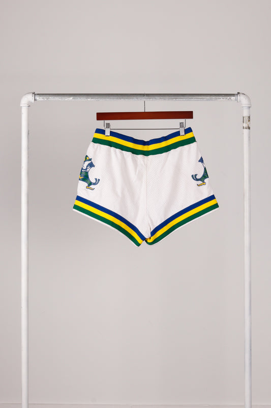 Vintage 70's Sand Knit 'Notre Dame Basketball' Home Shorts White