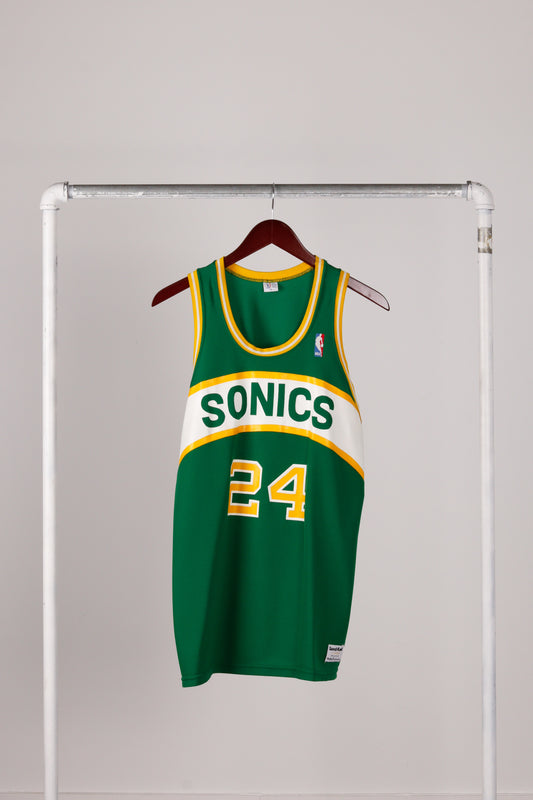 Vintage 1980's Sand Knit 'Tom Chambers Seattle Supersonics' Away Replica Jersey Green