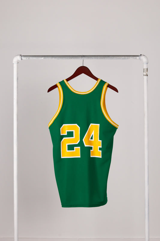 Vintage 1980's Sand Knit 'Tom Chambers Seattle Supersonics' Away Replica Jersey Green