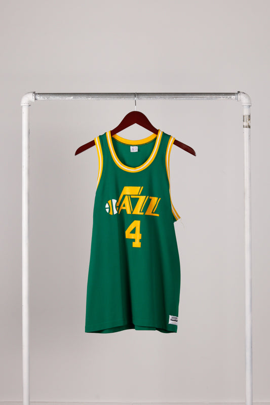 Vintage 1983-84 Sand Knit 'Utah Jazz Adrian Dantley' Away Replica Jersey Green