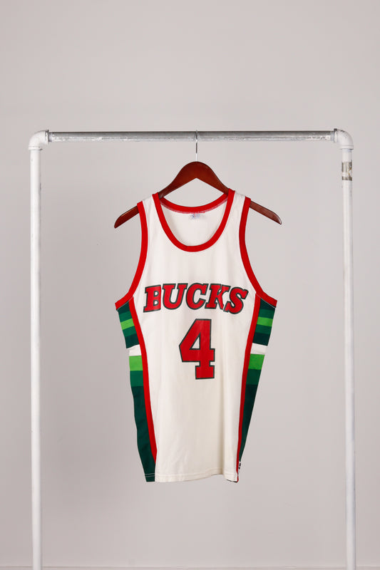 Vintage 1981-82 Sand Knit 'Milwaukee Bucks Sydney Moncrief' Home Replica Jersey