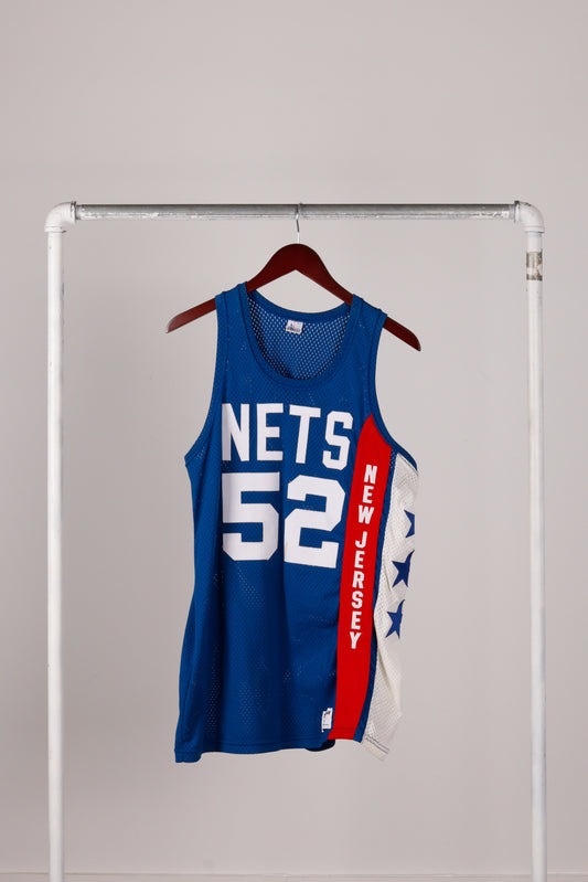 Vintage 1983-84 Sand Knit 'New Jersey Nets Buck Williams' Away Authentic Jersey Blue