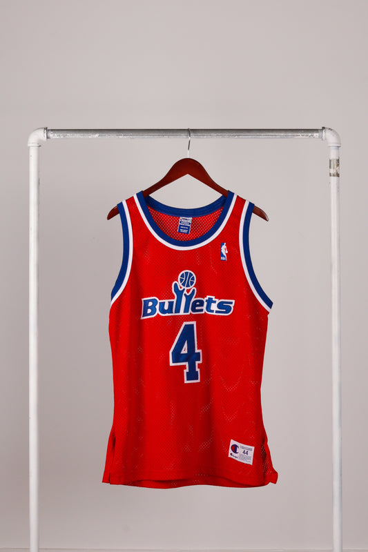 Vintage 1995-96 Champion 'Chris Webber Washington Bullets' Away Authentic Jersey Red