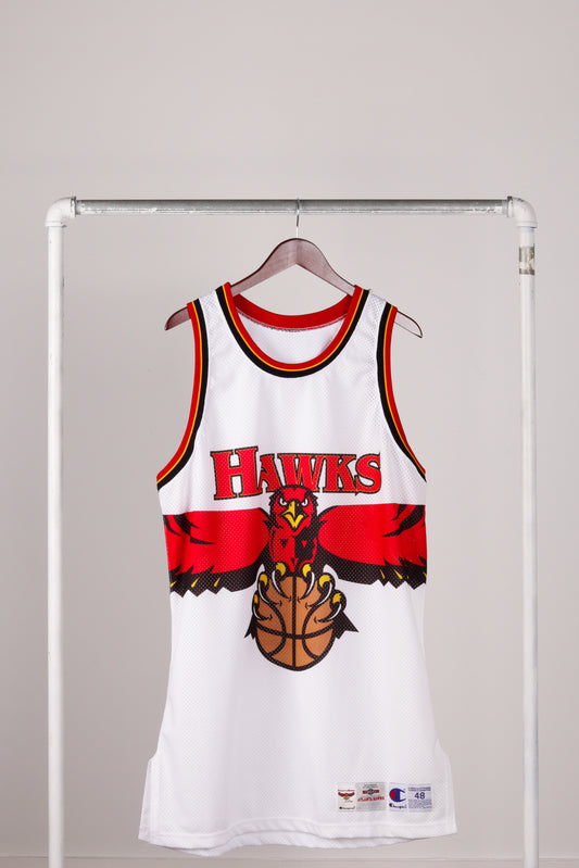 Vintage 1995-96 Champion 'Atlanta Hawks Home Blank Pro-Cut' Authentic Jersey