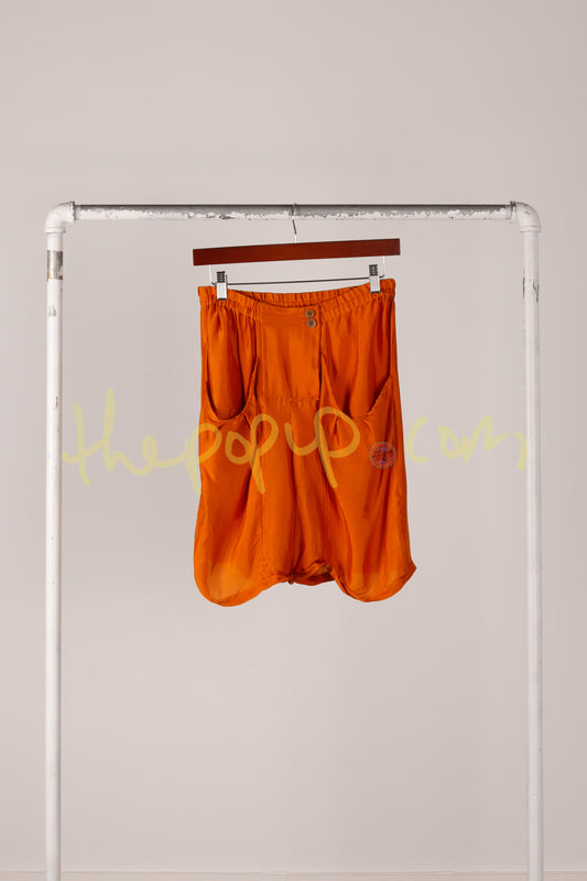 Dries Van Noten SS18 'Sling Pocket' Silk Shorts Tangerine (2018)