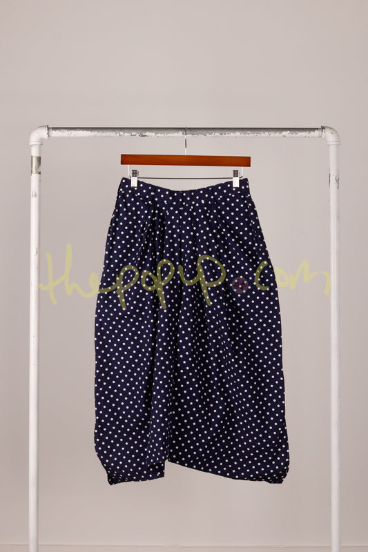 Comme des Garçons AW05 'Polka Dot Print' Canvas A-Skirt Blue (2005)