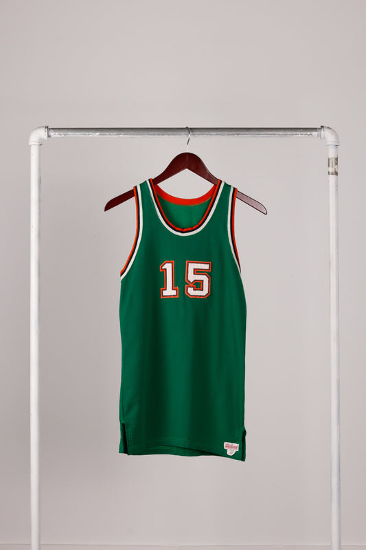 Vintage 50's Midwest Sporting Goods '15' Basketball Jersey Green