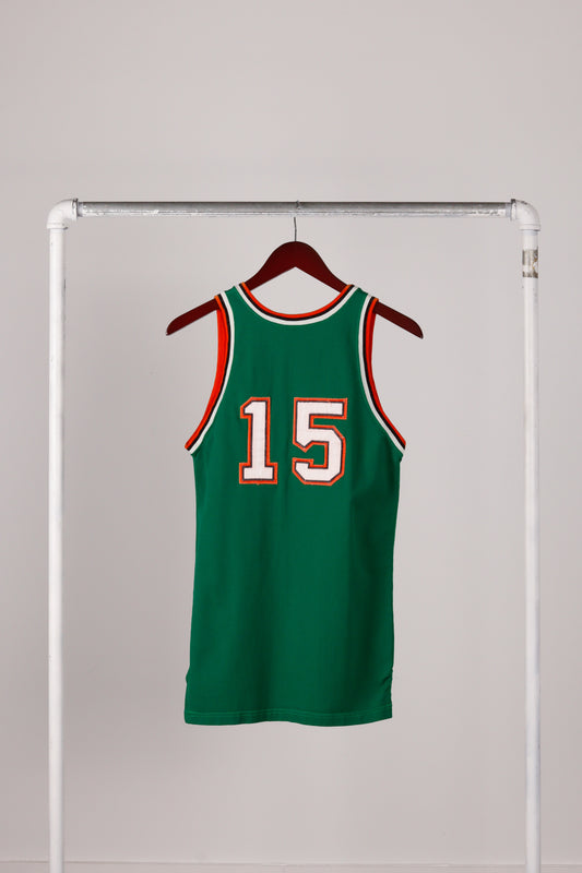 Vintage 50's Midwest Sporting Goods '15' Basketball Jersey Green