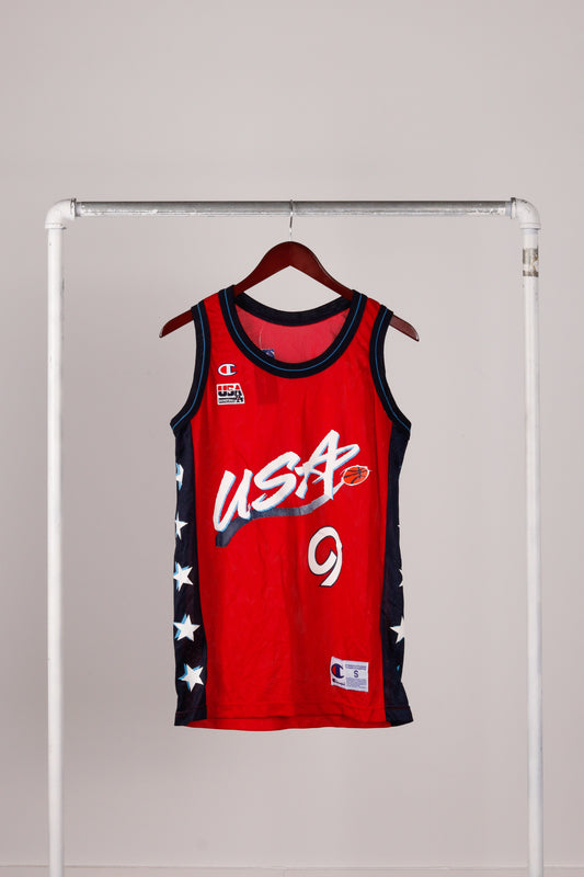 Vintage 1996 Champion 'USA Olympics Lisa Leslie' Away Basketball Jersey Red