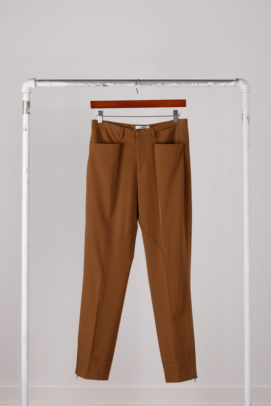 Prada AW03 Women's 'Double Inseam Polyester' Trousers Beige (2003)