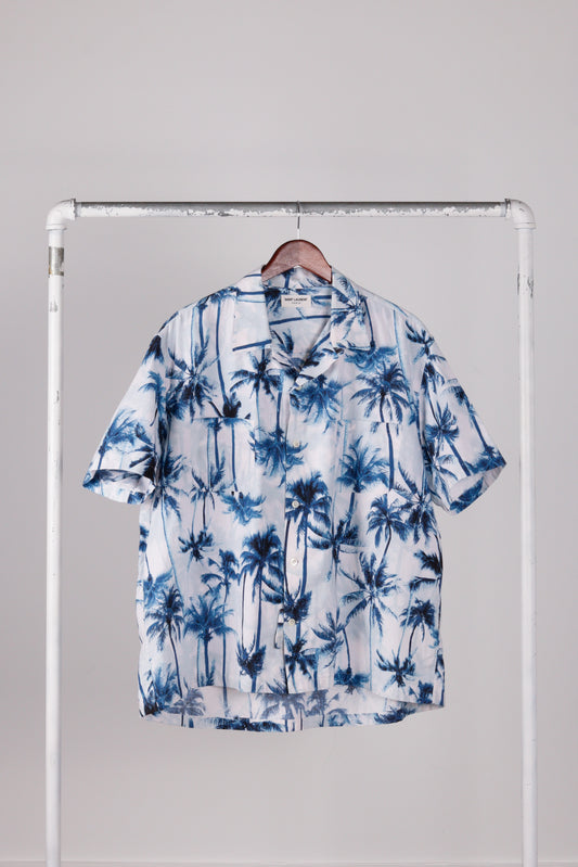 Saint Laurent Paris SS15 'Palm Trees' S/S Shirt Blue (2015)