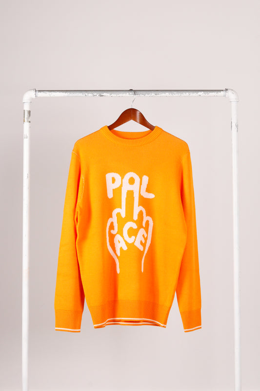 Palace SS21 'Finger Up' Knit Sweater Orange (2021)