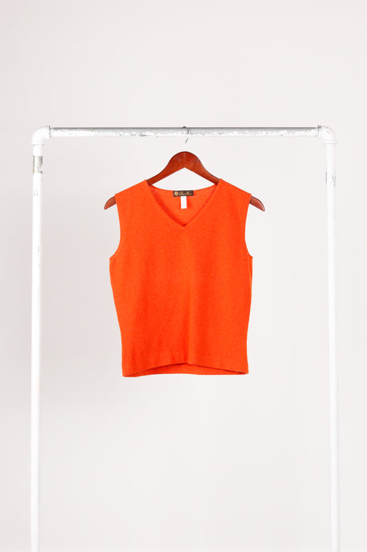 Loro Piana Women's 'Cashmere V-Neck' Sweater Top Orange