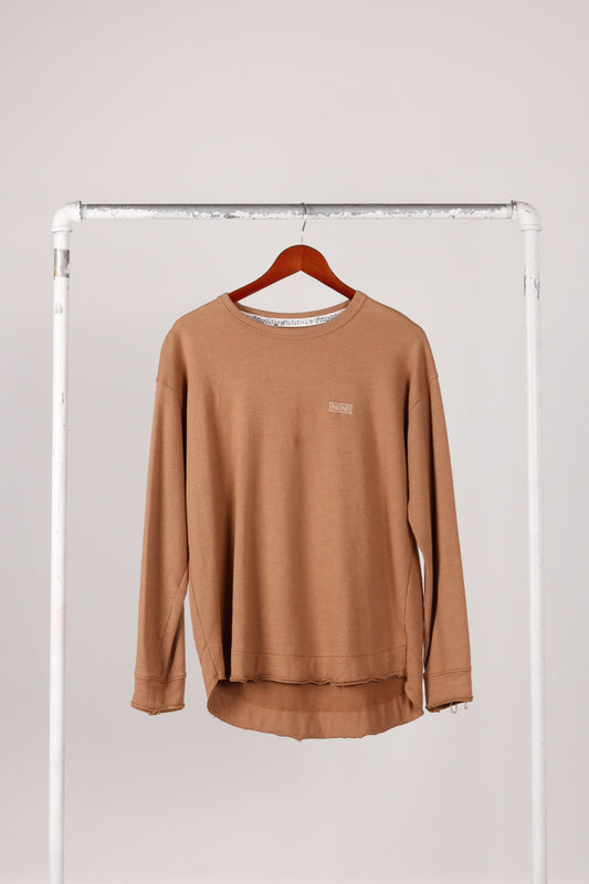 Number (N)ine FW11 'Embroidered Logo Distressed' Crewneck Brown (2011)