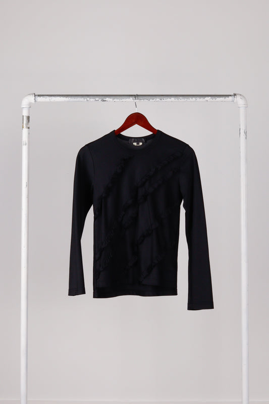 Comme des Garçons AW10 'Diagonal Ruffle Trim' Polyester Top Black (2010)