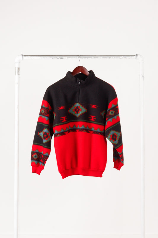 Vintage 80's Bugle Boy 'Aztec Pattern' Fleece Pullover Sweater