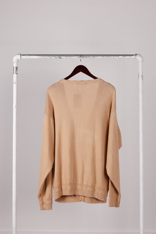 Lanvin AW00 'Zig Pattern Trimmed' Cardigan Beige (2000)