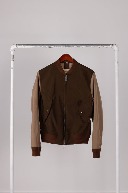 2010's Burberry Brit 'Two Tone Color Block' Bomber Jacket Green