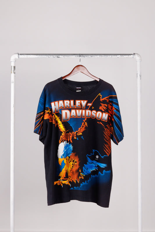 Vintage 1995 Harley Davidson 'Bikers Emporium Bald Eagle Mega Print' Tee