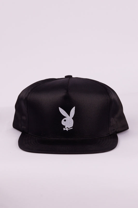 SS16 Supreme x Playboy 'Satin Logo' 5 Pannel Hat Black (2016)