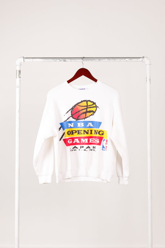 Vintage 1992 NBA 'Opening Games Japan Staff' Crewneck Sweatshirt White