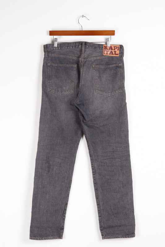 Kapital FW24 'Studded Gem Monkey Cisco' 5 Pocket Denim Jeans Black (2024)