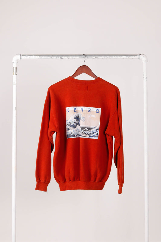 Kenzo Jeans FW90 'Great Wave Off Kanagawa' Crewneck Orange (1990)