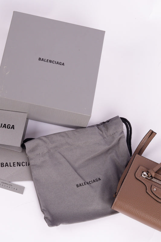 Balenciaga Mini Neo Classic Brown Leather Wallet