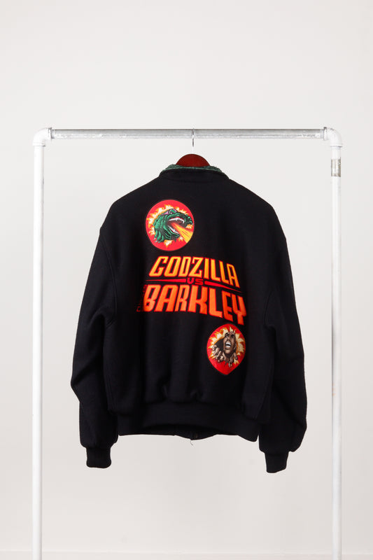 Vintage 1992 Nike 'Charles Barkley VS Godzilla' Melton Wool Stadium Varsity Jacket