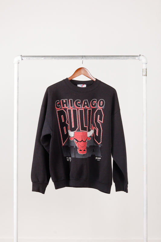 Vintage 90's Chicago Bulls '3D Graphic Logo' Crewneck Black