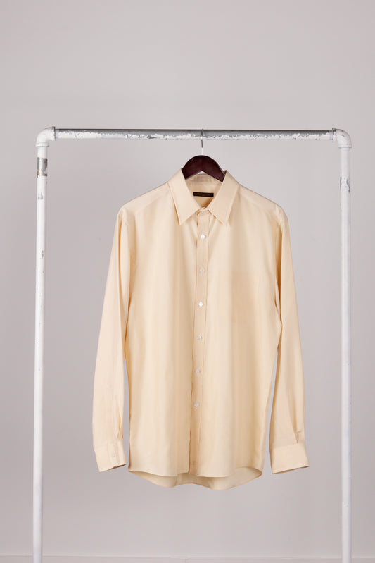 2010's Louis Vuitton 'Logo Embroidered' Silk Shirt Cream