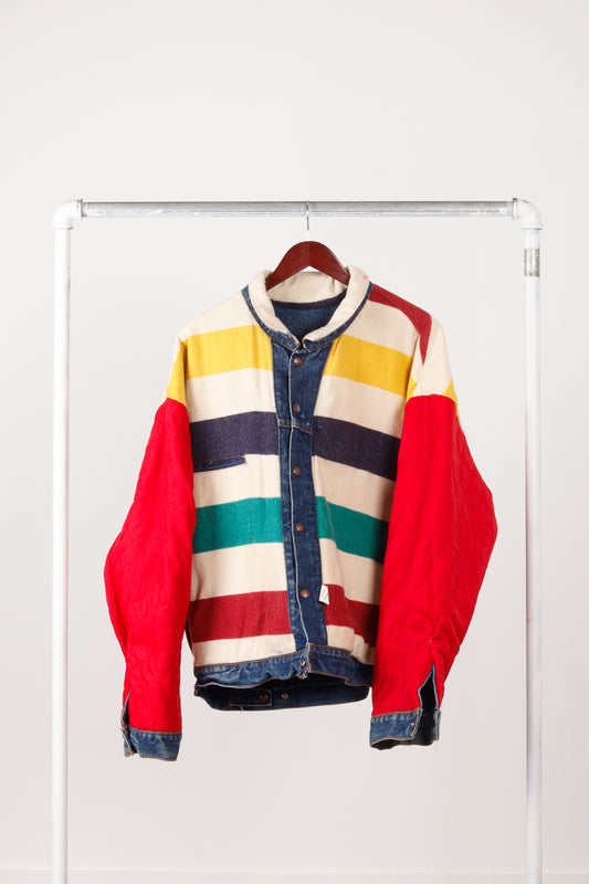 Vintage 80's Levis 'Hudson Bay Striped' Reversible Denim Jacket