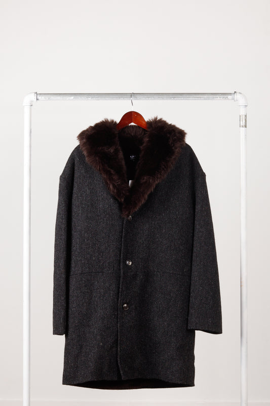 A.P.C. 'Faux Fur Lined' Wool Long Coat