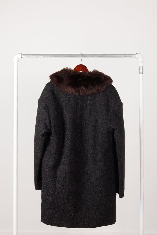 A.P.C. 'Faux Fur Lined' Wool Long Coat