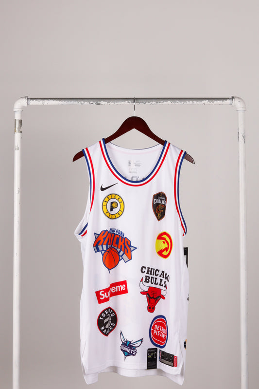 Supreme x Nike SS18 'NBA Team Logos' Authentic Jersey White (2018)