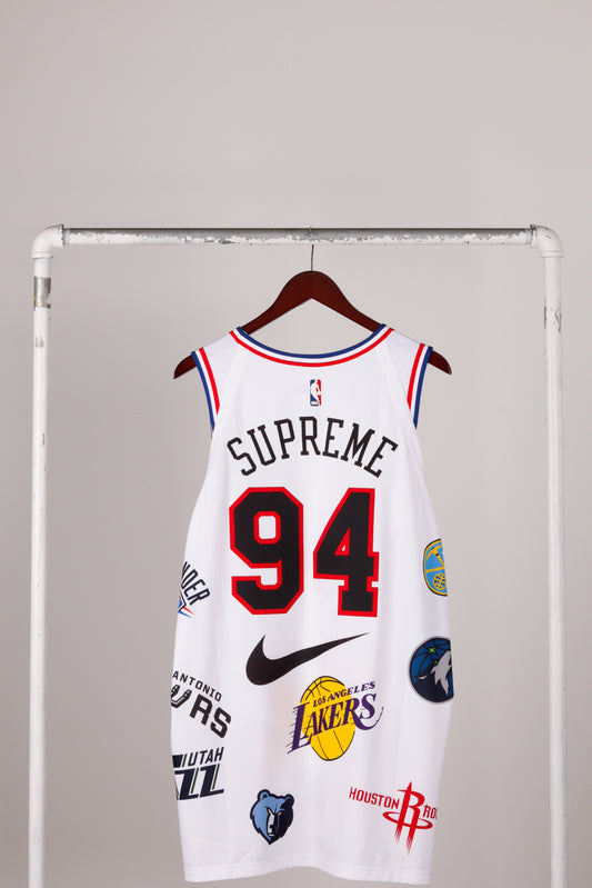 Supreme x Nike SS18 'NBA Team Logos' Authentic Jersey White (2018)