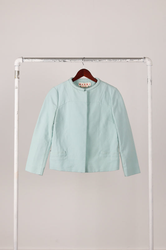 Marni AW18 'Virgin Wool Blend' Evening Jacket Pale Turquoise (2018)