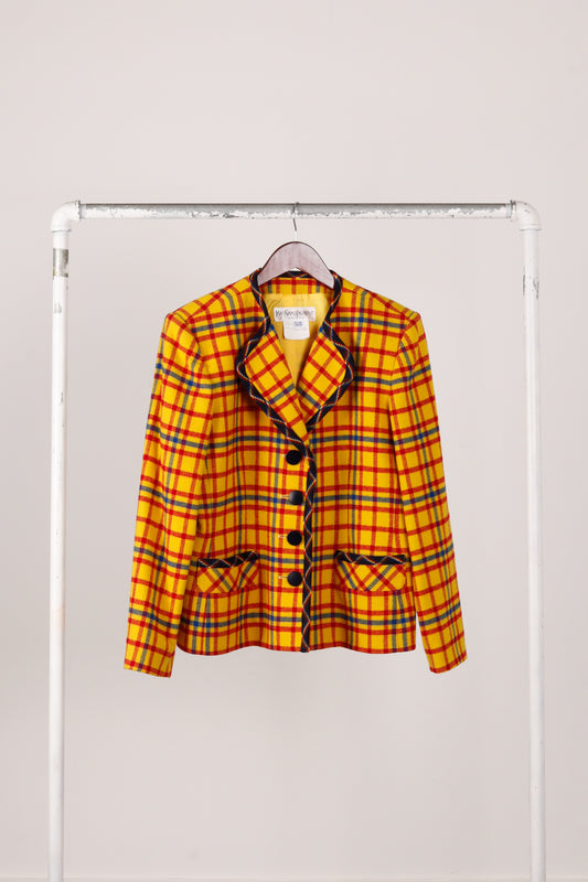 Yves Saint Laurent Encore AW95 'Yellow Tartan Plaid' Blazer Jacket (1995)