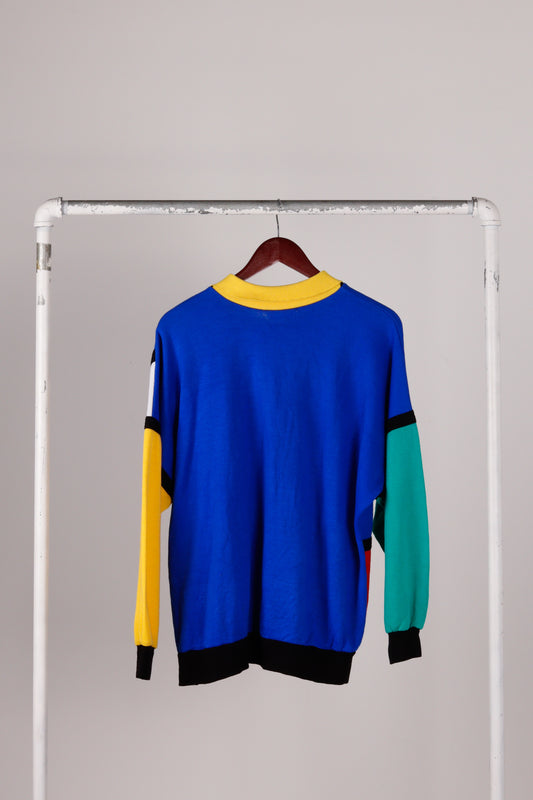 Vintage 80's Pierre Mondrian 'Colorblock Knit' L/S Polo Shirt